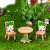 3 Pcs Floral Table Chairs Miniature Landscape Fairy Garden Decoration Dollhouse Accessories