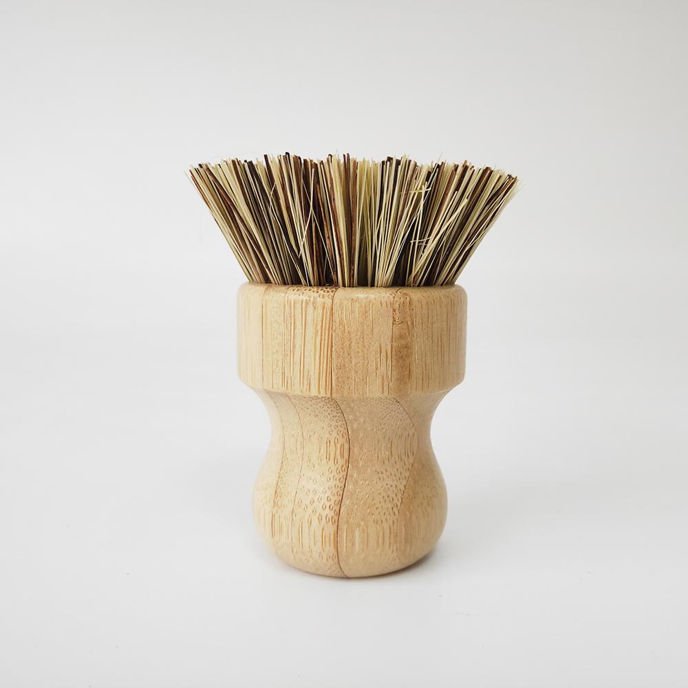 100% Natural Eco-Biodegradable Round Cleaning Brush Sisal and Bamboo Utensils Kitchen Scrubbing Pot Brush
