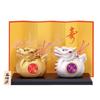 Yakushigama 2024 Zodiac Good Suzutatsu and White Plum Gold and Silver Clay Sign, Colorful, Fortune, (Red Blossoms, Bell)