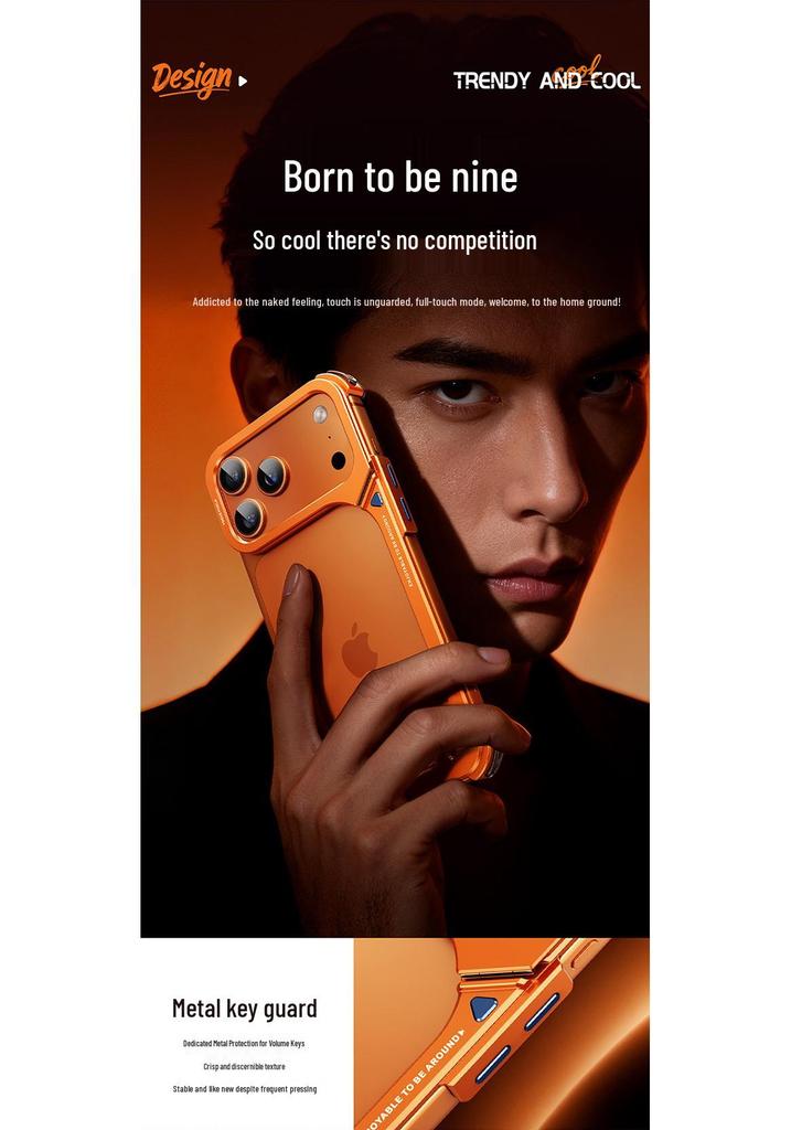 Металлический чехол для телефона с 9 ракушками для iPhone 17 Pro Max со стойкой для камеры и защитой от падения с воздушной подушкой