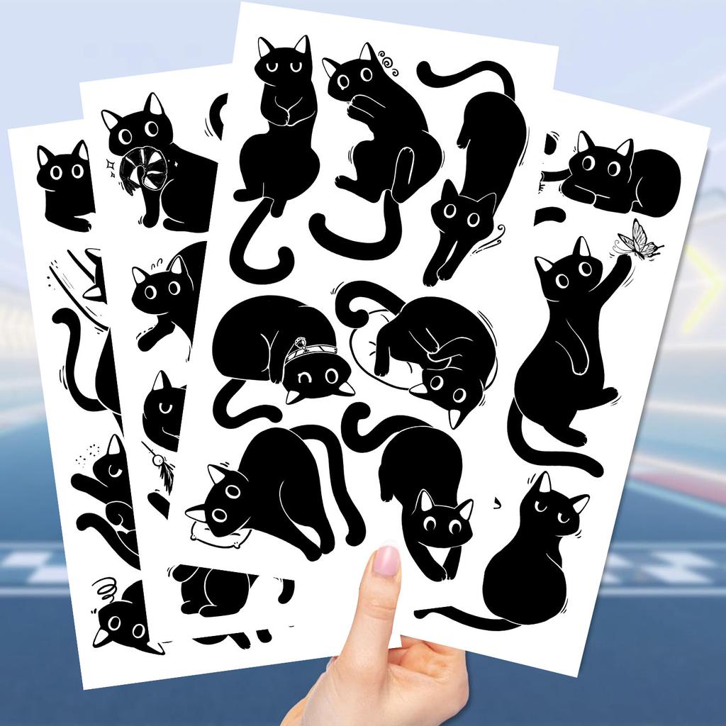 Новые мультяшные наклейки-татуировки серии «Маленький черный котенок» Водонепроницаемые Подарок для вечеринки Веселые DIY Забавные для лица
