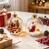 Warm Glow Seasonal Decor Glowing Christmas Story Ornament, Mini Holiday Scene Light Up Ball Led Hanging Baubles Decoration, Acrylic Clear Pendant