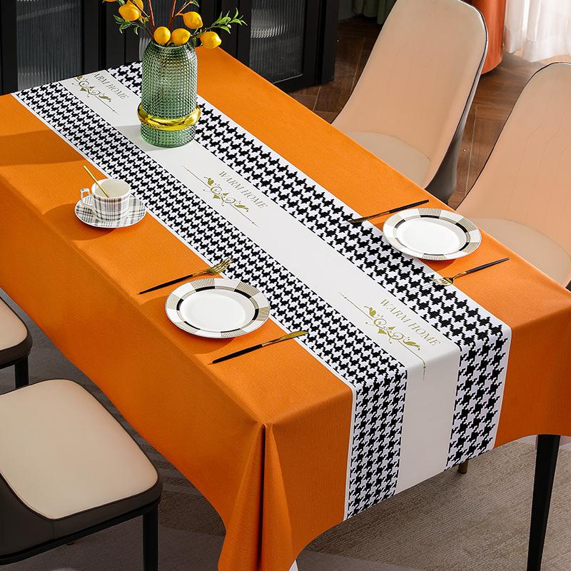 Nordic Style PVC Tablecloth, Waterproof, Oil Resistant, and Washable Rectangular Tablecloth, Household Tablecloth, Living Room Tea Tablecloth