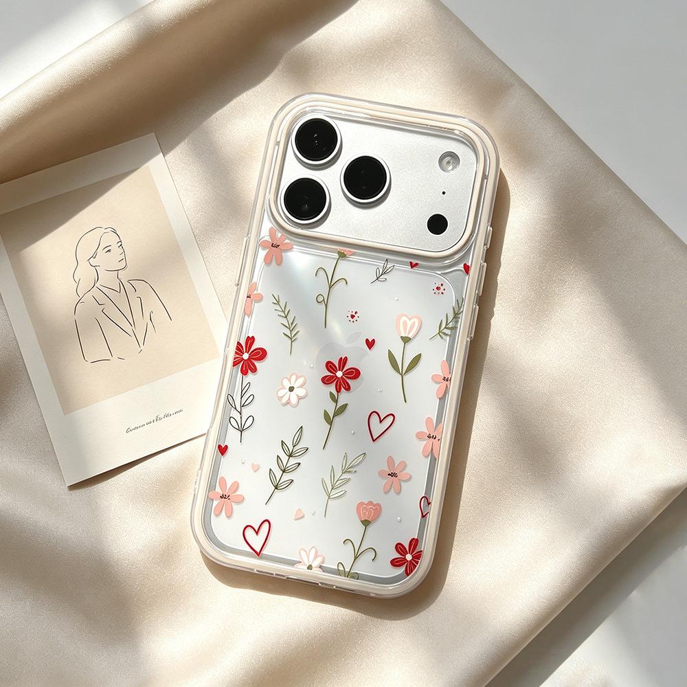 Ins маленький букет подходит для чехла для мобильного телефона Apple 17 Pro весенний OPPO Xiaomi креативный iPhone15 противоударный контрастный цвет