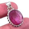 Red Ruby(Simulated) Gemstone Handmade 925 Sterling Silver Pendant 1.25" J9n25