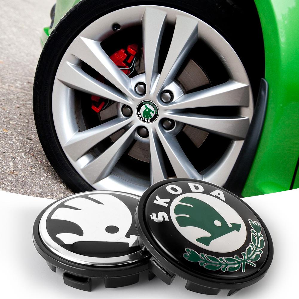 4Pcs Car Wheel Hub Logo Modification Cover Decoration Accessories For Skoda Kodiaq Octavia Enyaq Kamiq Scala Rapid Superb Karoq