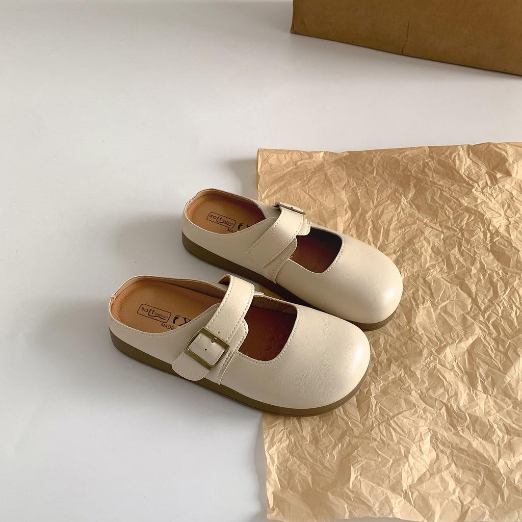 White Retro Bag Head Inner Height-increasing Slippers Women's Summer Outer Wear 2025 New Non-slip Light Mouth French Cool Slippers