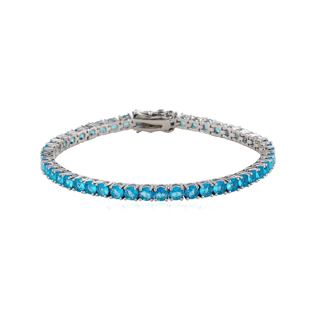 4mm Iced Out Single Row Colorful CZ Tennis Bracelet Brass Rhodium Plated Fashion Jewelry for Women Gift