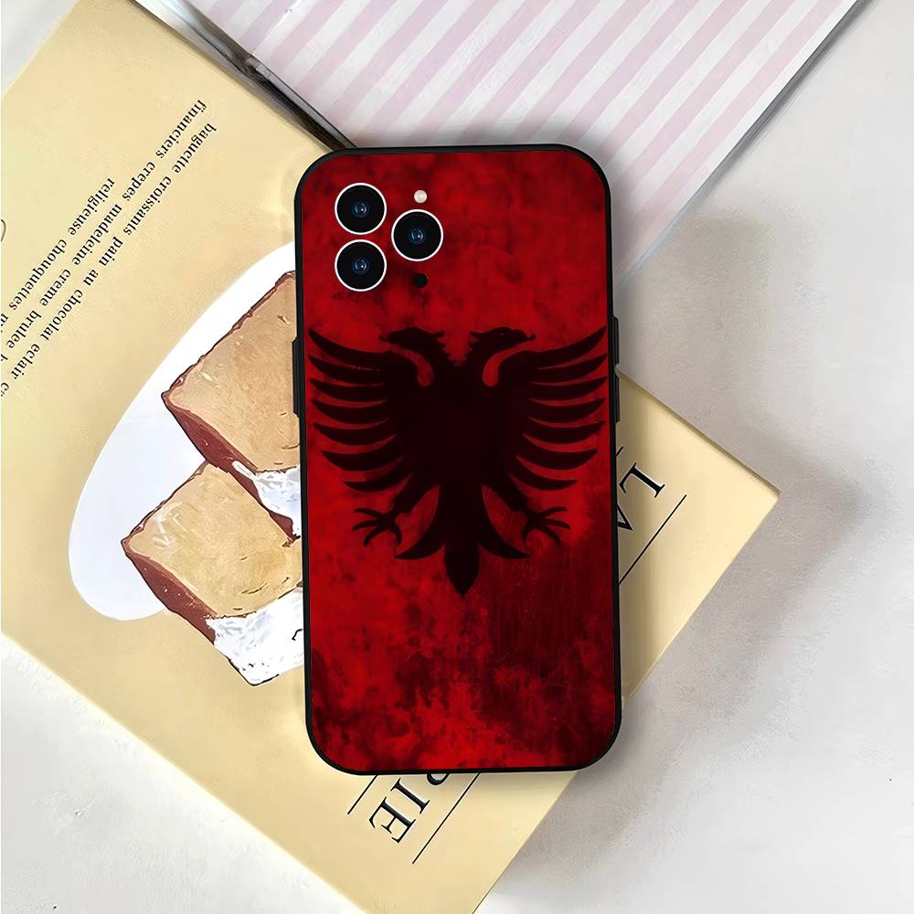 A-Albania Flag For IPhone 15 16 14 Plus 13 12 11 17 Pro Max 17 Air Black Soft Phone Cover
