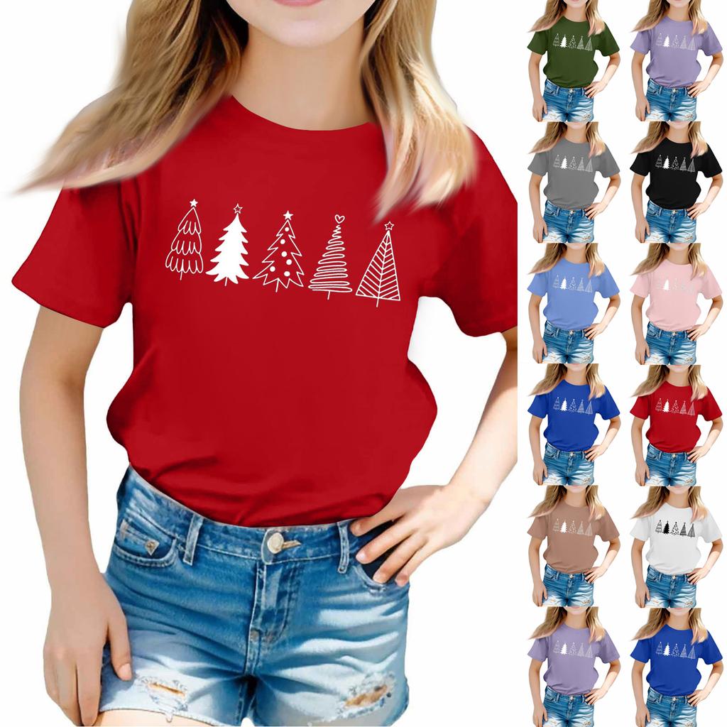 Christmas Day Toddler Girl Boy T-Shirts Kids Top Boys And Girls Printed Short Sleeved T-shirt