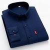 5XL 4XL Оксфорд 100% Чистый Хлопок Мужская Однотонная Рубашка с Длинным Рукавом Повседневная Формальная Большого Размера Синяя Белая Рубашка Мужская с Длинным Рукавом