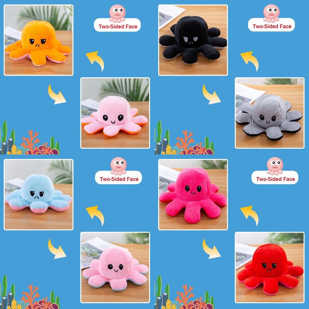 Adorable Double-sided Flip Reversible Octopus Plush Toy In Soft And Lifelike Style