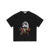 Black T Shirt with Glorious Genius Balaclava and Tattooed Hands Print for Streetwear Fashion