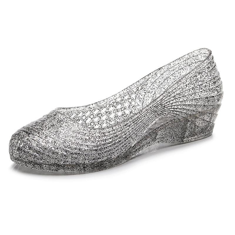 Женские летние хрустальные сандалии на танкетке - Универсальные, Нескользящие, Удобные, Без запаха, Мягкие туфли для улицы и работы