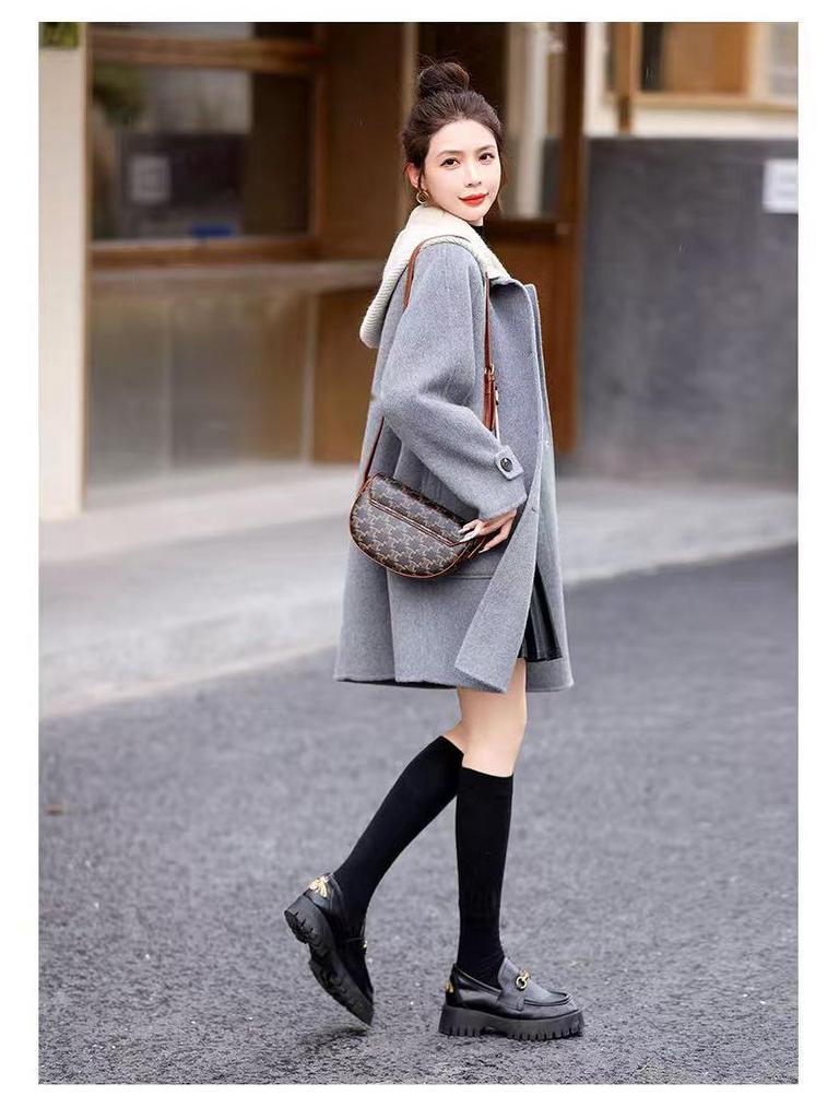 Женское шерстяное пальто с капюшоном большого размера - средней длины, свободного кроя, высококачественное повседневное для осени и зимы