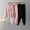 Letter Indentation Autumn and Winter Knitted Sweater Hoodie Casual Ankle Pants Two-piece Set Women's Pants Set Outfits