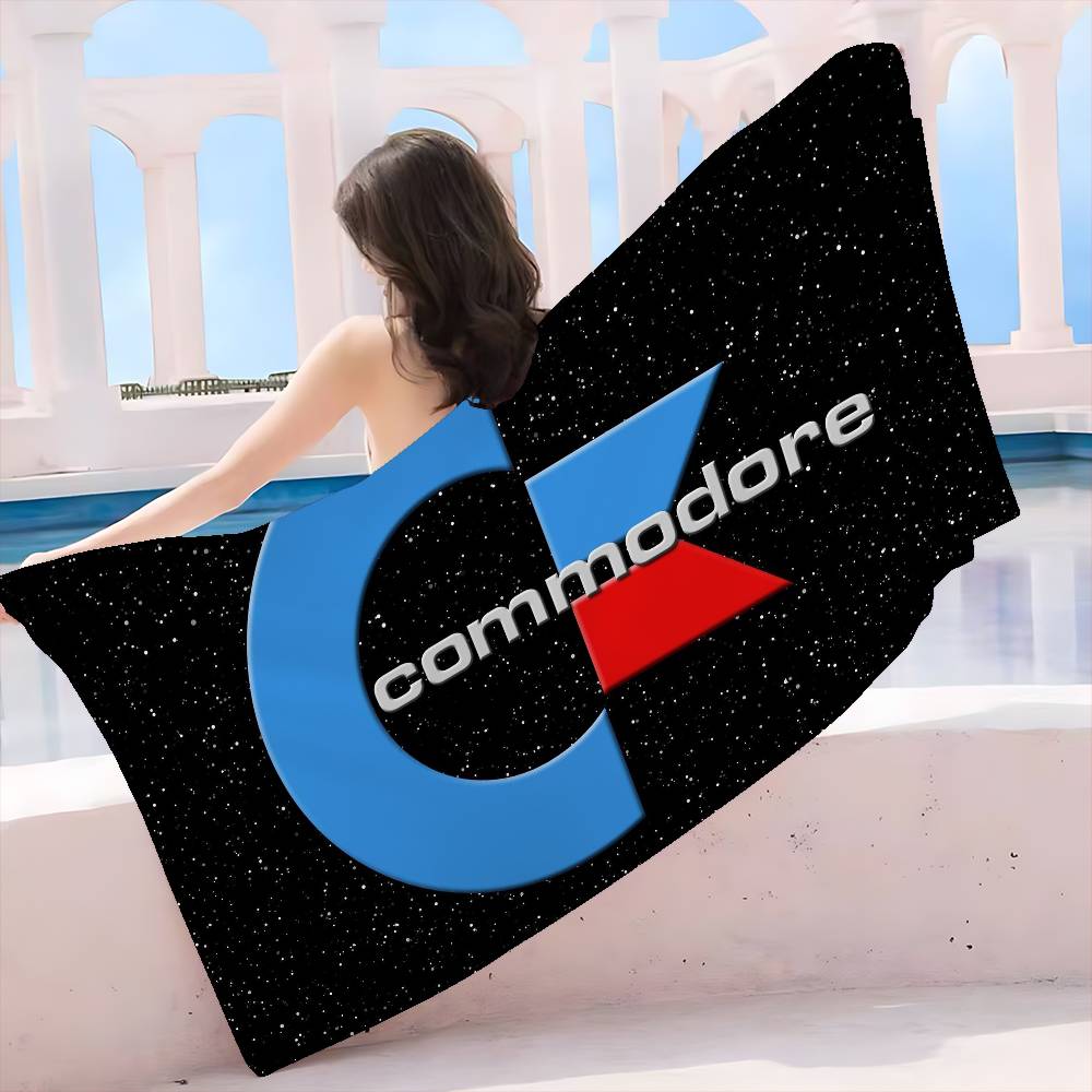 Логотип Commodore 64 Микрофибровое одеяло Быстросохнущие пляжные полотенца Большой размер Печать Супервпитывающее Полотенце-одеяло для бассейна
