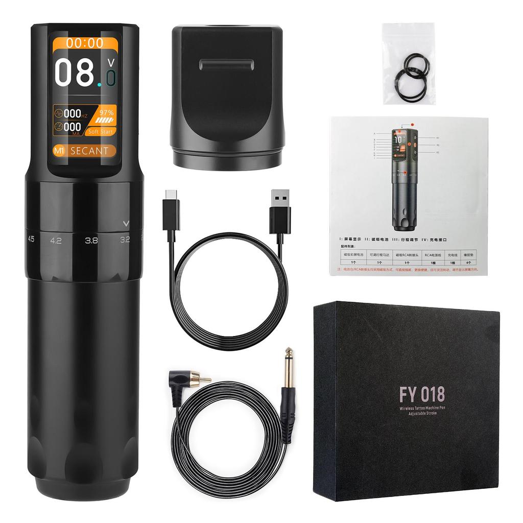 Беспроводная машина для татуировки Бесщеточный двигатель Роторная ручка для татуировки Аккумулятор 2000 мАч 6-я передача Регулируемый ход ЧПУ IPS HD-экран для инструментов для перманентного макияжа