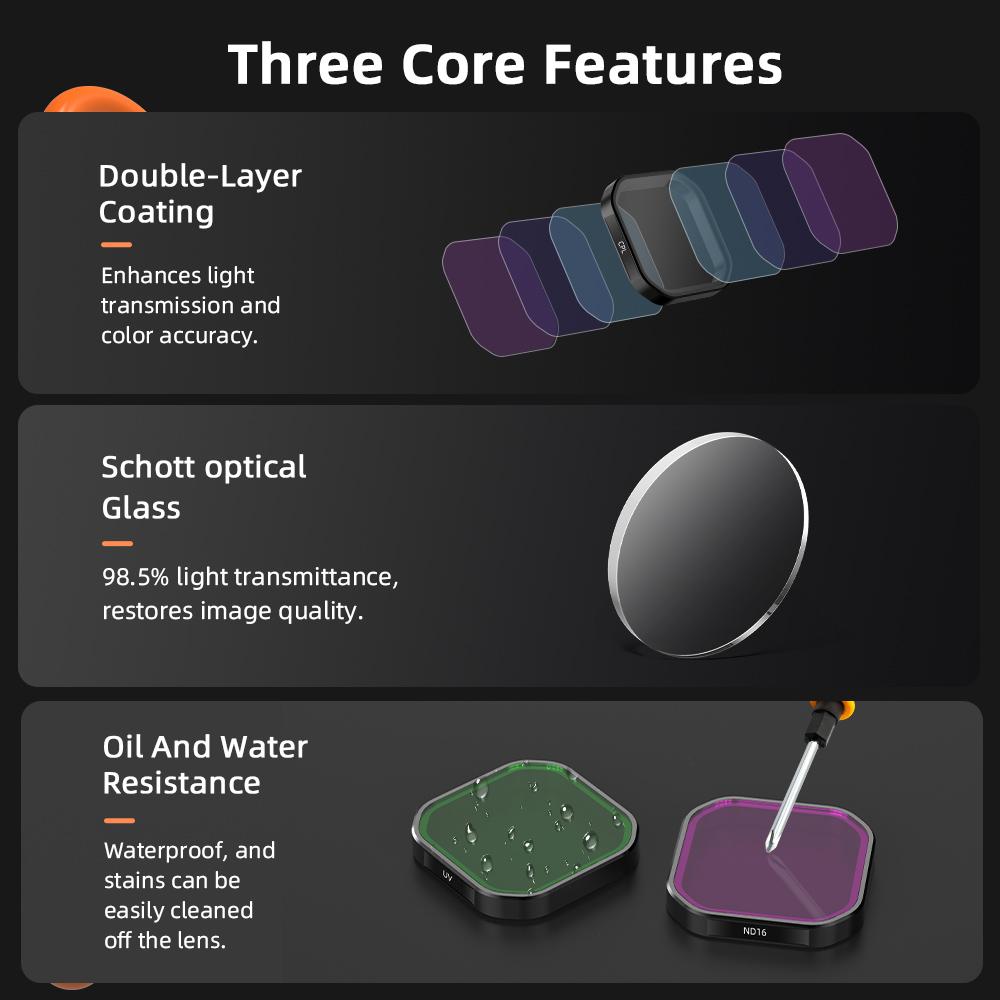 BRDRC Len Filters for Insta360 Ace Pro 2 Camera UV CPL ND8/16/32/64 Neutral Density Lens Quick Release Photography Accessoise
