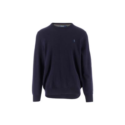 Polo FW22 однотонный свитер с вышитым маленьким пони, облегающий, с длинными рукавами, мужской свитер, синий 710876714-001