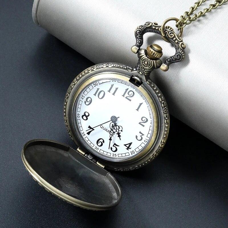 1PC Retro Punk Pirate Captain Double Knife Quartz Pocket Watch with Necklace Chain Pendant Bracelet Gift for Male Men Vintage Clock