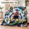 Dragon Ball Custom Name Flannel Throw Blanket Soft Warm for Sofa Bed Indoor Home Use