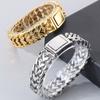 Man Bracelets for Men Gold Color Stainless Steel 16MM Width Heart Shape Chain Bracelet Men's On Hand Wrist Jewelry Accessories