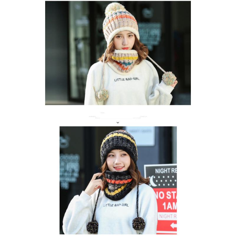 Осенние и зимние шапки для женщин, корейский стиль, защита ушей, вязаный пуловер, шерстяная шапка с бархатом и утолщением зимой