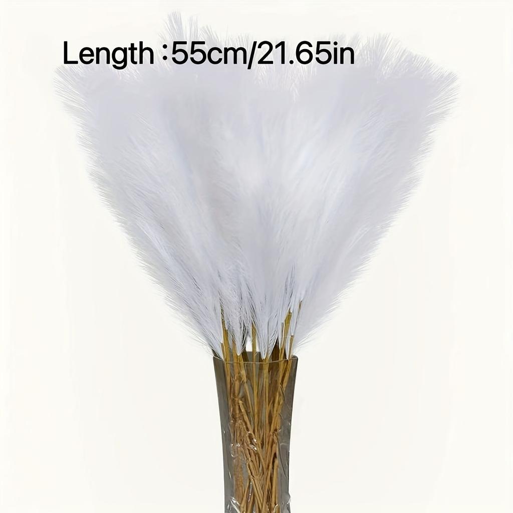 7Pcs White Pampas Grass Artificial Flower Pompass Branches for Home Room Decor DIY Fake Reed Bouquet Garden Wedding Decoration