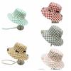 Versatile Hiking Fisherman Hat Sun Protection Bow Bucket Hat Cute Plaid Hiking Cap  Outdoor