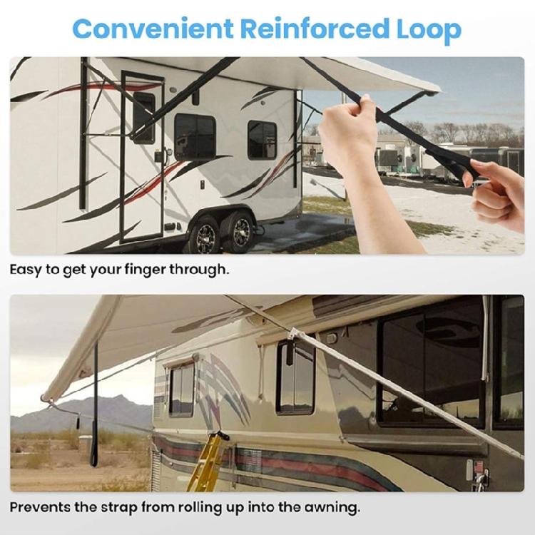 Campers Awning Tension Control Straps 9.8ft Tie Downs Pull Down Straps Prevent Shade Damage During Retraction