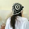 Fleece thread Flower Sun Hat Hollow Bucket Hat Casual Knitted Fisherman Hat  Student