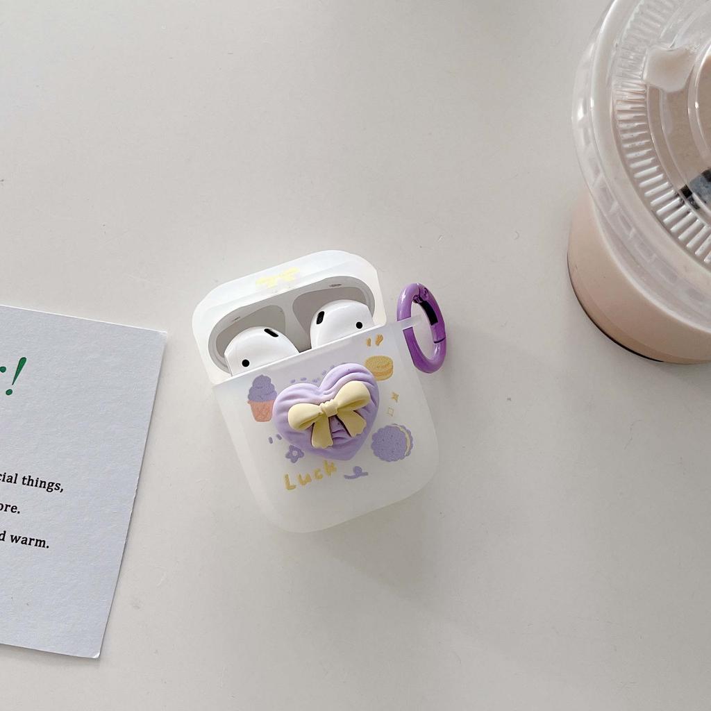 Матовый силиконовый мягкий милый чехол с 3d фиолетовым цветком Ins Love Bow для наушников Apple Airpods 1 3 2 Pro, беспроводная Bluetooth-гарнитура, капа