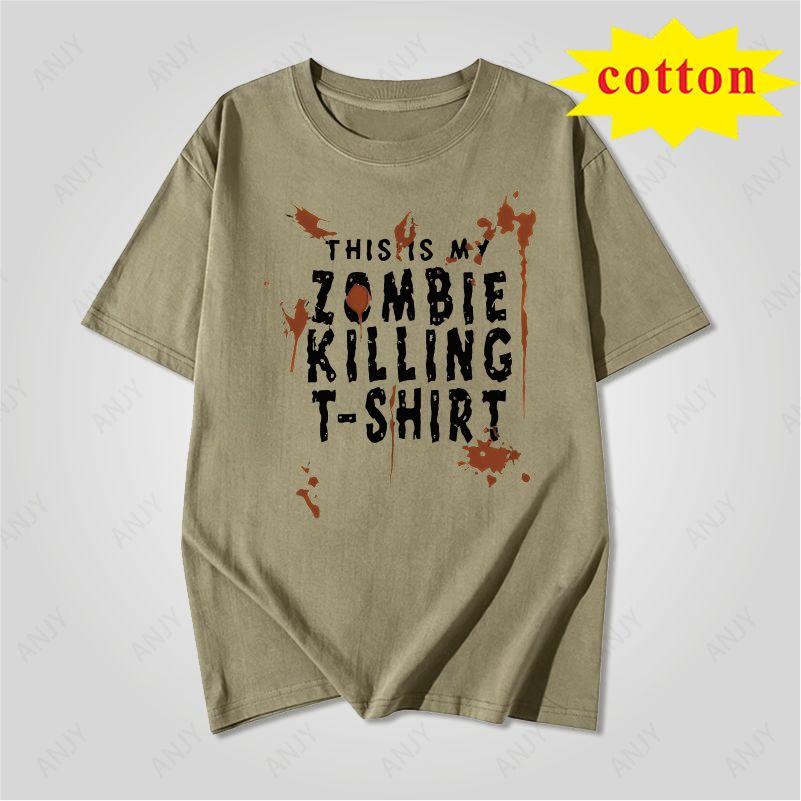 Dark Style Zombie Apocalypse Text Printed Tshirt Fun Dark Style Unisex Loose Short Sleeved Shirt