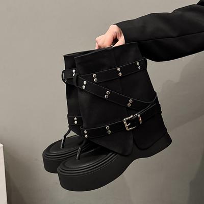 Модные ретро ботильоны на толстом каблуке, женские модные сандалии с закрытым носком и высоким голенищем, увеличивающие рост, на молнии, короткие ботинки, летнее поступление