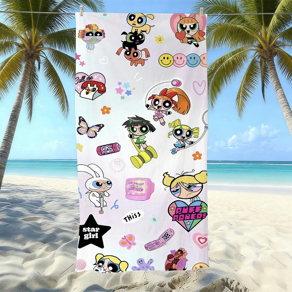Cartoon Flying Little Policewoman Microfiber Beach Towel Quick-Drying Water-Absorbing Children'S Swimming Bath Towel Travel Portable Large Ruler
