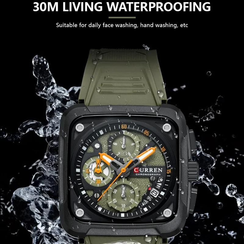 CURREN Men WristWatch Waterproof Chronograph Military Business Brand Luxury Silicone Sport Male Clockd