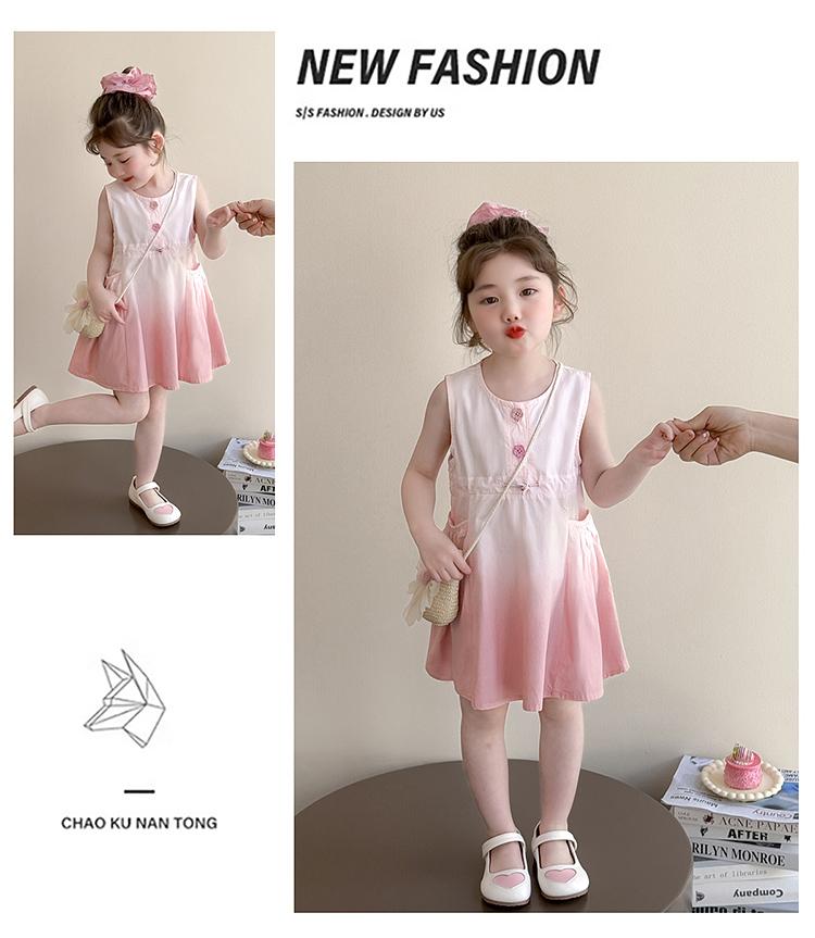 Girls' dress, stylish children's dress, 2026 new summer baby girl princess dress, sweet girls' vest dress