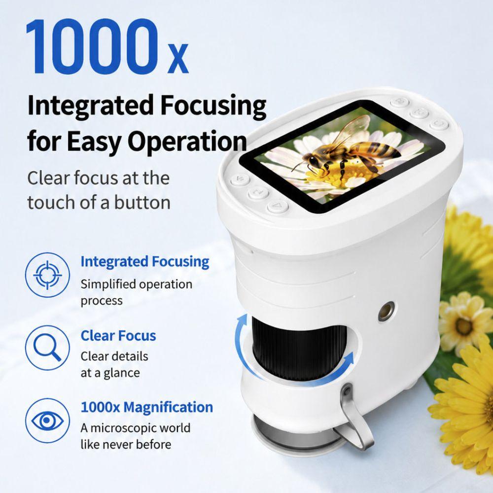 1000X Kids Microscope Type-C Charging TF Card Photo Storage Kids Camera Precise Manual Focusing Coated Optical Lens