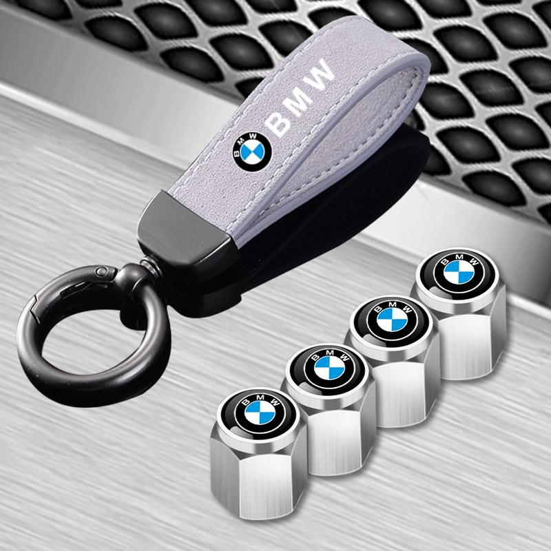 Car Wheel Tire Valve Stems Cap With Keychain Keyring Badge For BMW M E46 E90 E60 F30 F10 E39 E36 F20 G30 G20 E87 E92 E91 E30