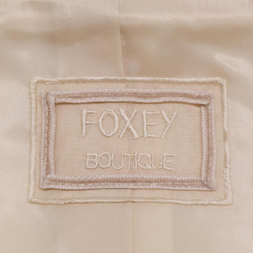 FOXEY Boutique 34690 Пуховик из альпаки с лисьим мехом и контрастным дизайном пальто 38 Слоновая костьБ/у
