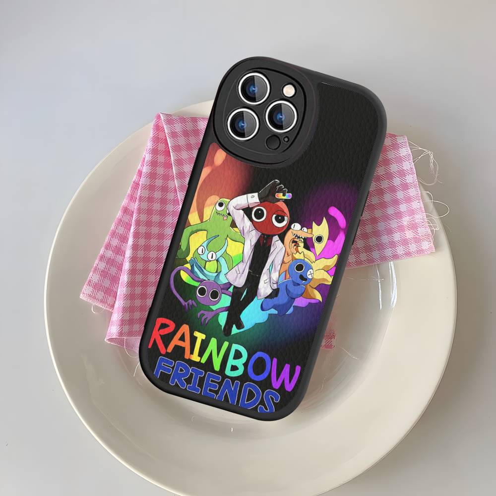 Мультяшный R-Rainbow Friends Для IPhone 16 15 14 13 12 11 Pro Max Plus Кожаный Чехол для Телефона