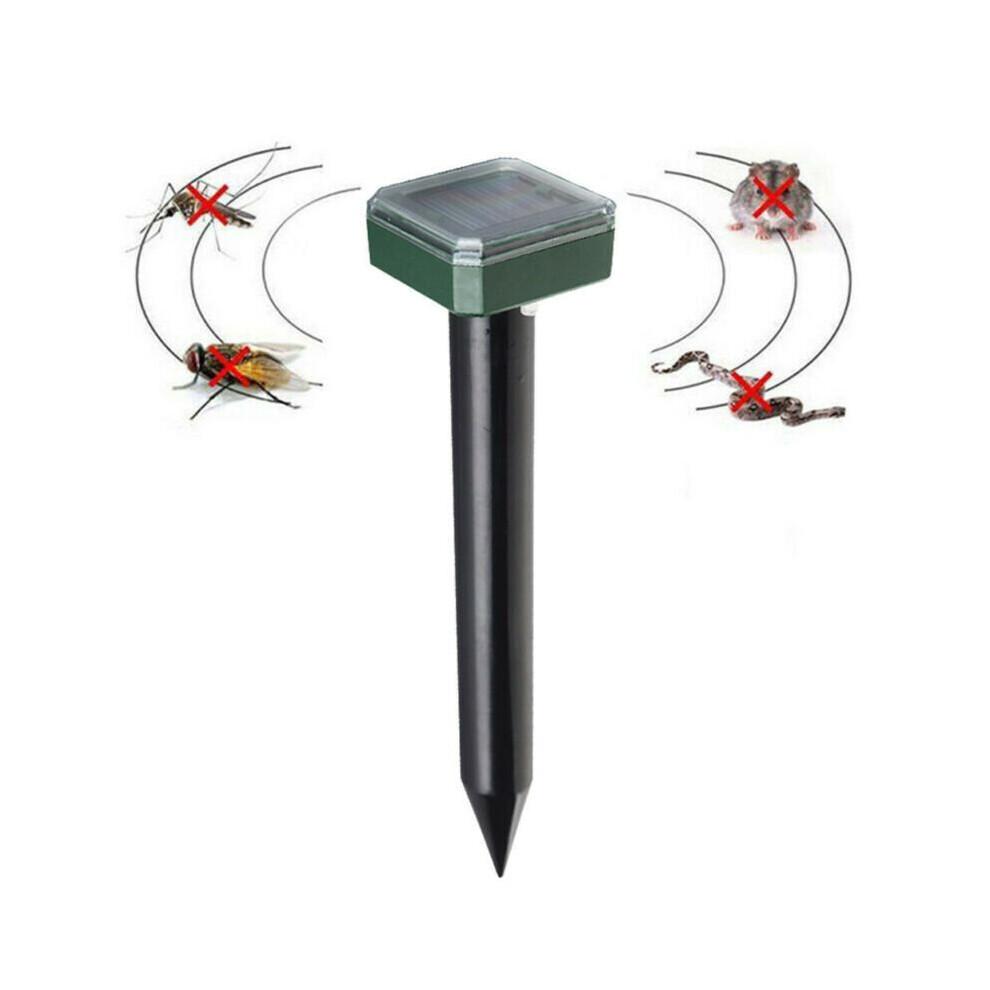 (Square, 4PCS) Mole Rat Repellent Outdoor Solar Ultrasonic Vibration Repeller Spike Pest Deterrent For Lawn Garden Courtyard Farm