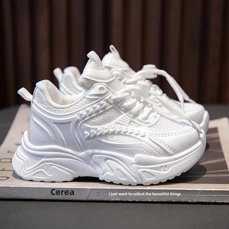 Весенние новые детские кроссовки, женская повседневная обувь, маленькие белые туфли, дышащая вулканизированная резиновая спортивная обувь для детей