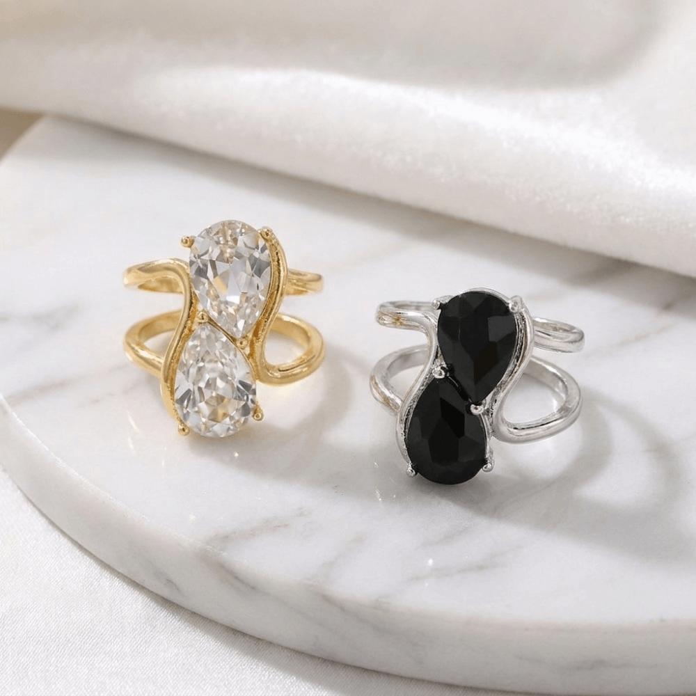 Shinny Scarf Ring Rhinestone Hijab Clip Elegant Double Teardrop Scarf Buckle Blouse