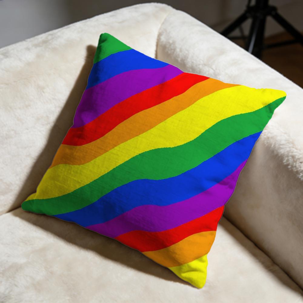 Homosexual Rainbow Flag Cushion Cover Soft Decorative Pillow Case Suitable for Bedroom Sofa Car Travel Use