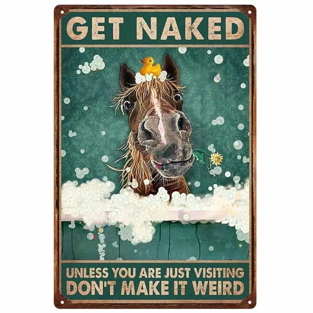 Vintage Metal Tin Signs Wall Decor Get Naked Unless You Are Just Visiting Don't Make It Weird Retro Tin Sign Posters