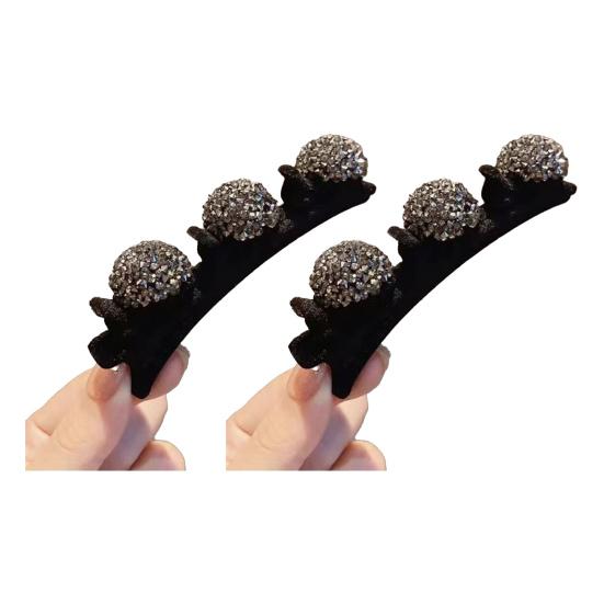 2/6Pcs Braided Hair Clips Sparkling Rhinestone Heart Decor Hair Pins Girl Faux Crystal Stone Braided Hair Accessories