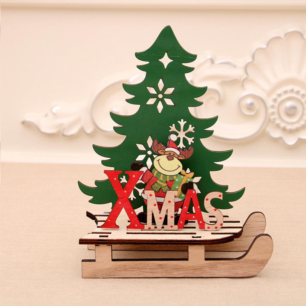 Wooden Christmas Tree Painted Assembly DIY Xmas Sled Ornaments Noel  Merry Christmas Decor Navidad Happy New