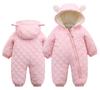 AIEOE Baby Newborn Down Long Sleeve Hooded Romper for Boys and Bear Easy Baby Shower Size 90 Jumpsuit, Coverall, Girls, Autumn/Winter, Open-Front
